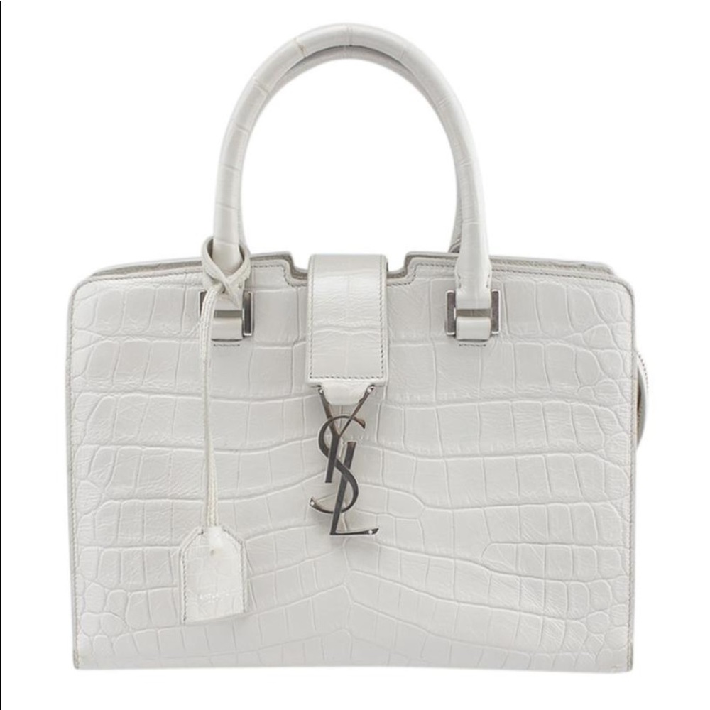 Saint Laurent ysl crocodile embossed cabas tote